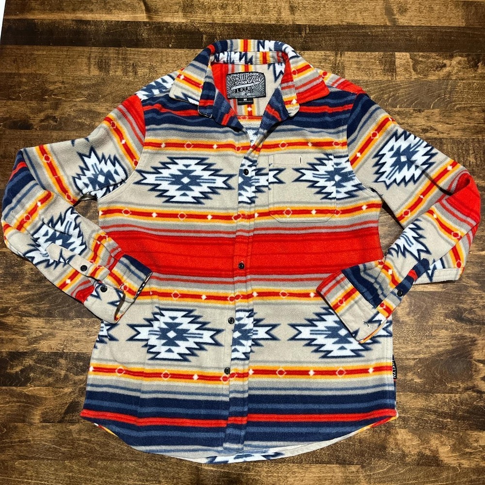 Southwestern Aztec fleece shirt, jacket, western comfort button up